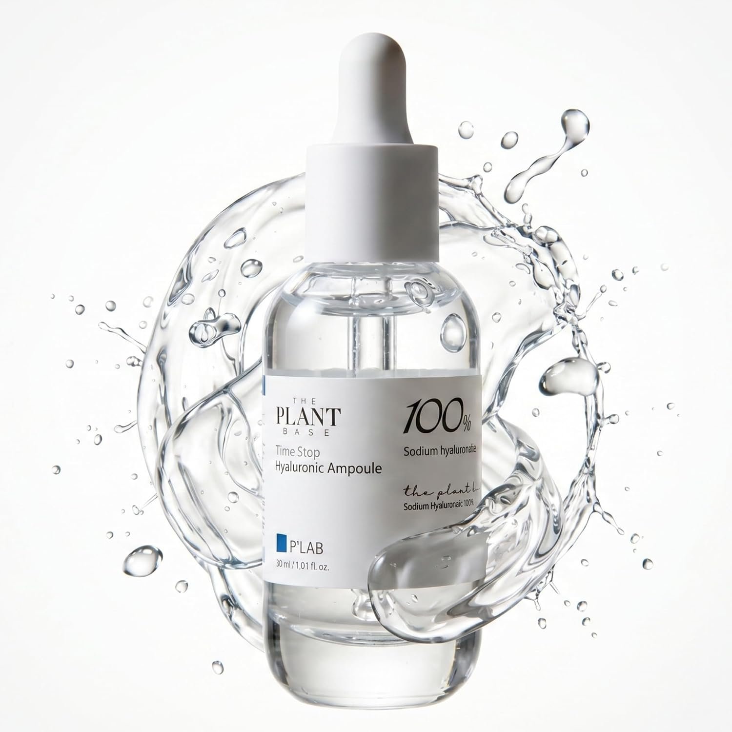 THE PLANT BASE 100% Pure Hyaluronic Acid Ampoule | Single-Ingredient Vegan Serum for Dry & Sensitive Skin | Fragrance-Free, Non-Comedogenic | K-Beauty NMF Deep Moisture, 1.01 fl oz
