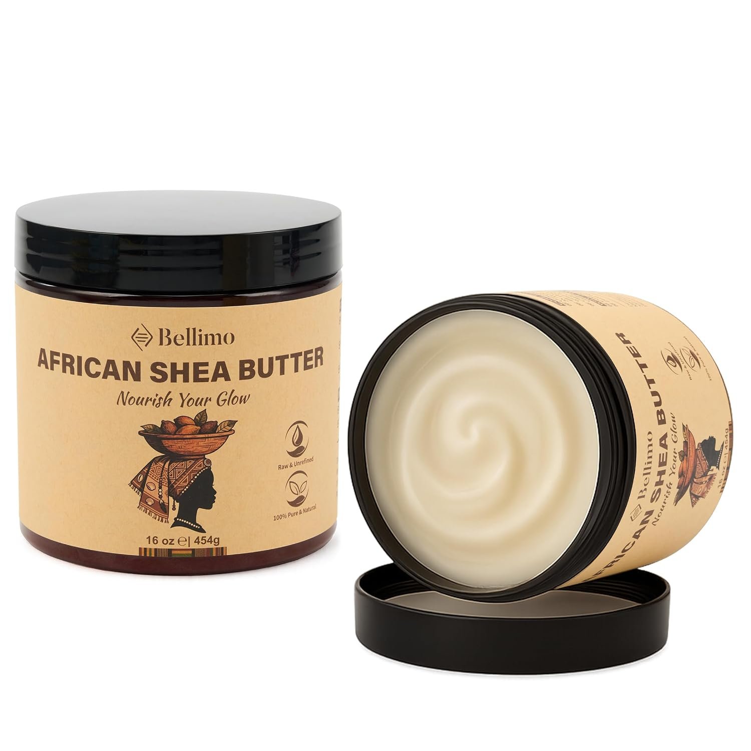 Raw Shea Butter 100% Pure Unrefined African Shea Butter Grade A Ivory 16 Oz