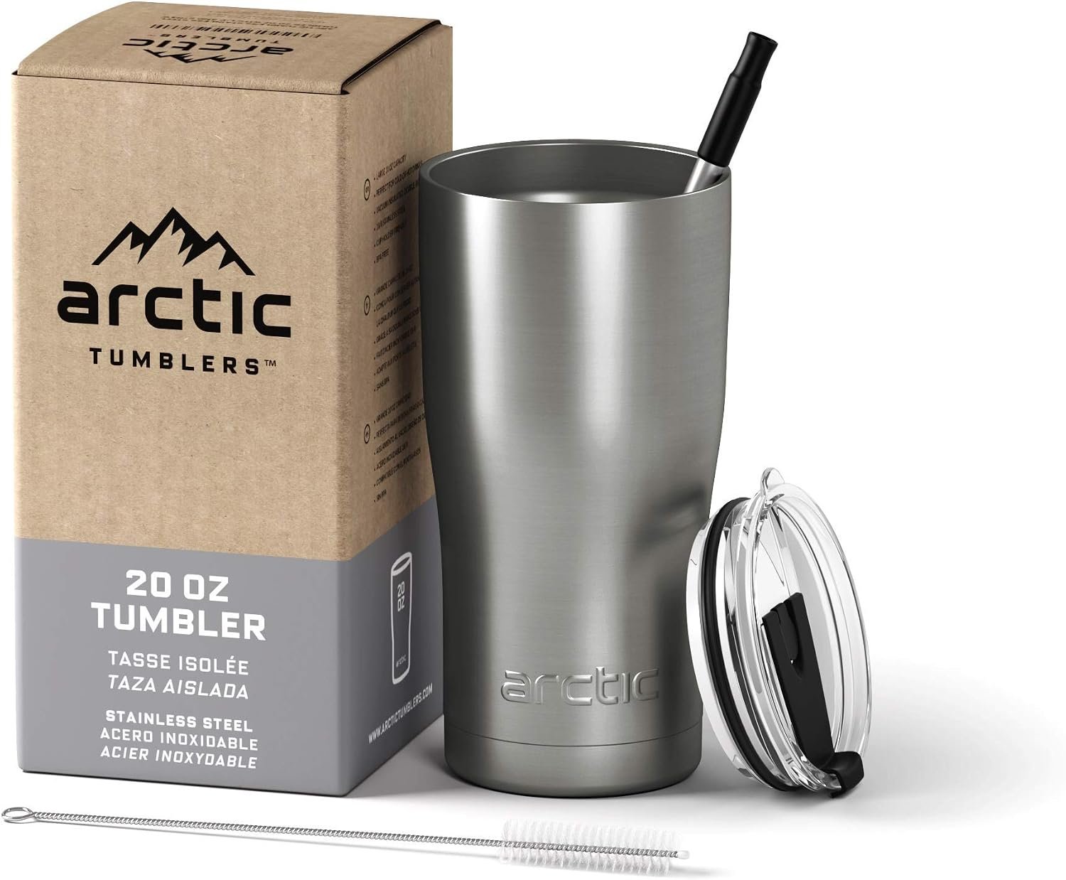 | 20 oz Stainless Steel Insulated Tumbler with Straw & Cleaner – Retains Temperature up to 24hrs – Non-Spill Splash Proof Lid, Double Wall Vacuum Technology, BPA Free & Built to Last