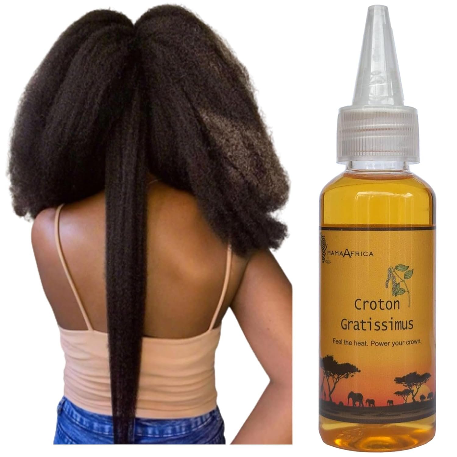 West African Scalp Awakening Oil – Herbal Blend with Castor & Rosemary for 3C-4C Kinky & Coily Hair, Fuller-Looking & Stronger-Feeling (1.7 fl oz)