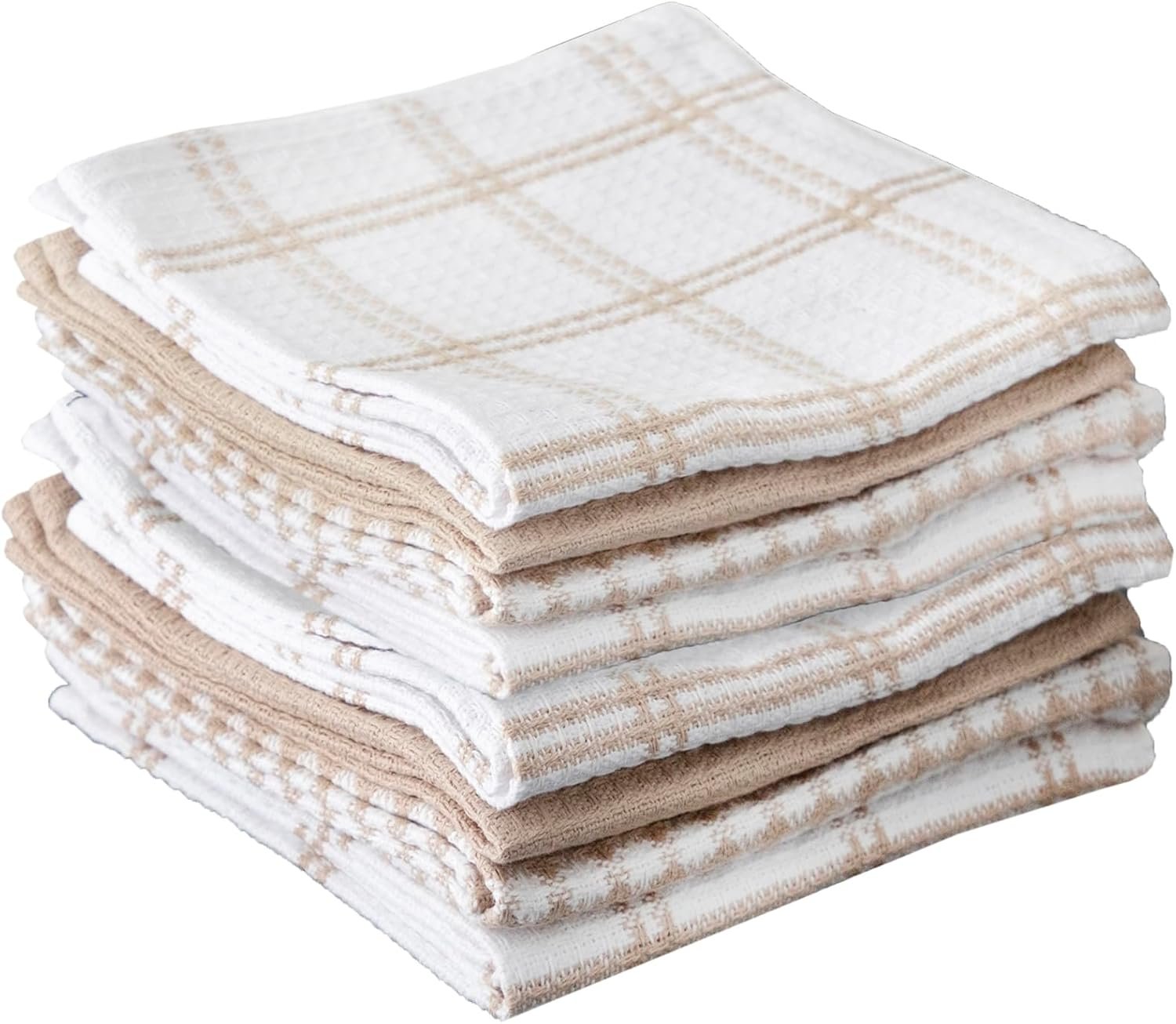 T-Fal Signature Cotton Waffle Dish Cloths, Sand, 12×13 in, 8pc