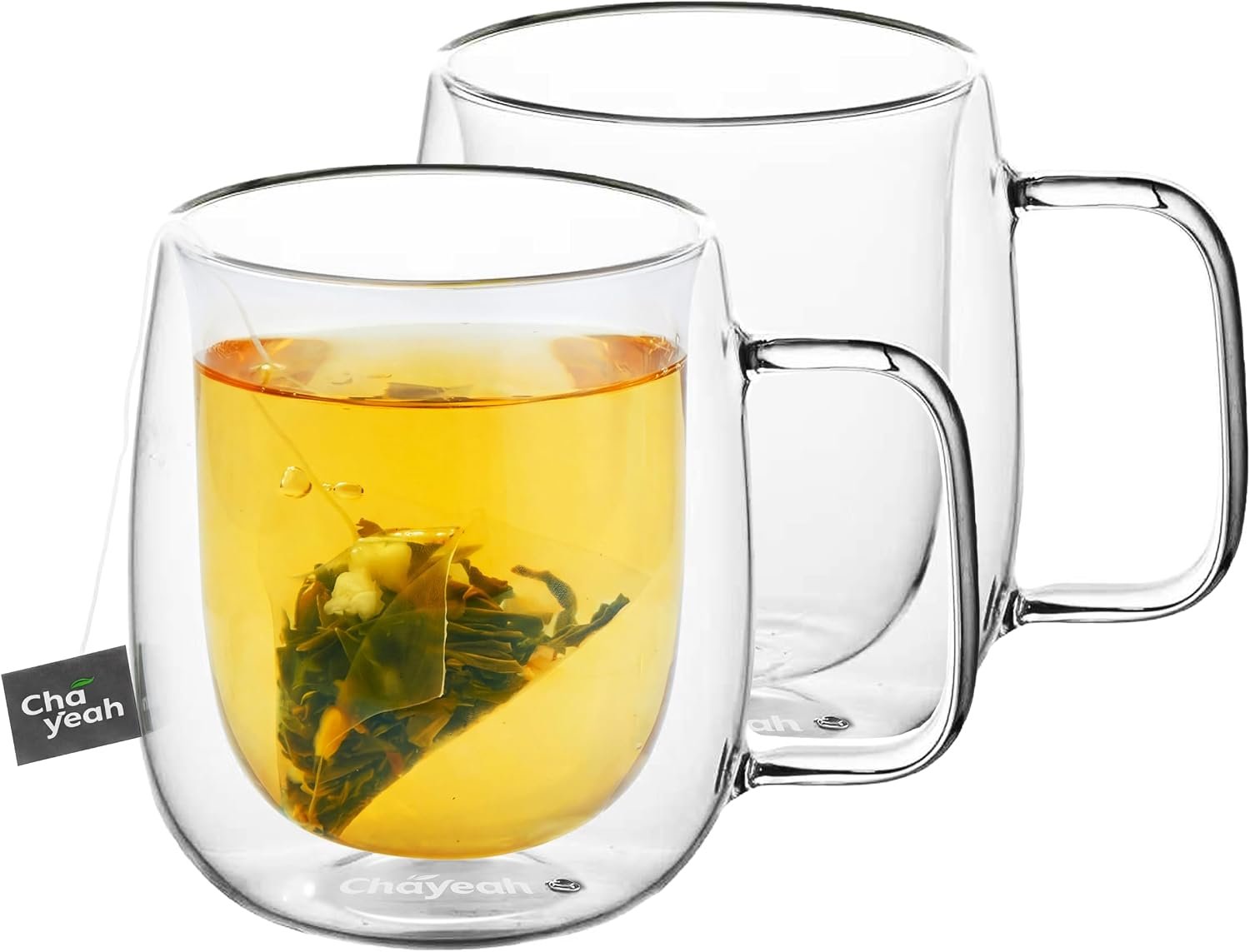 Double Wall Glasses, 14 OZ Insulated Mugs with Handle, Set of 2
