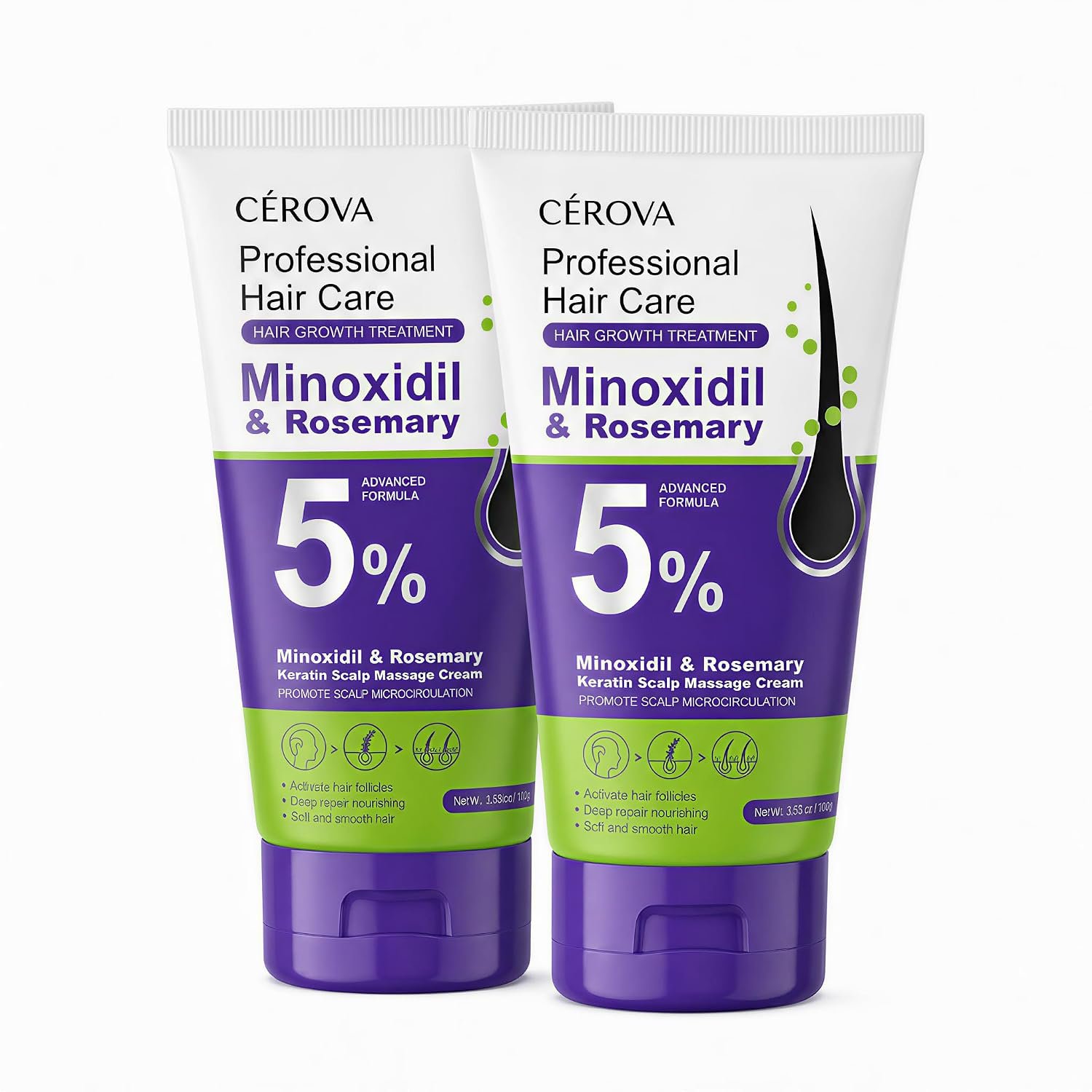 CEROVA 5% Minoxidil &Rosemary Hair Growth Scalp Massage Cream for Men & Women Anti Hair Loss Treatment with Keto & Ginger Root Extract Gel