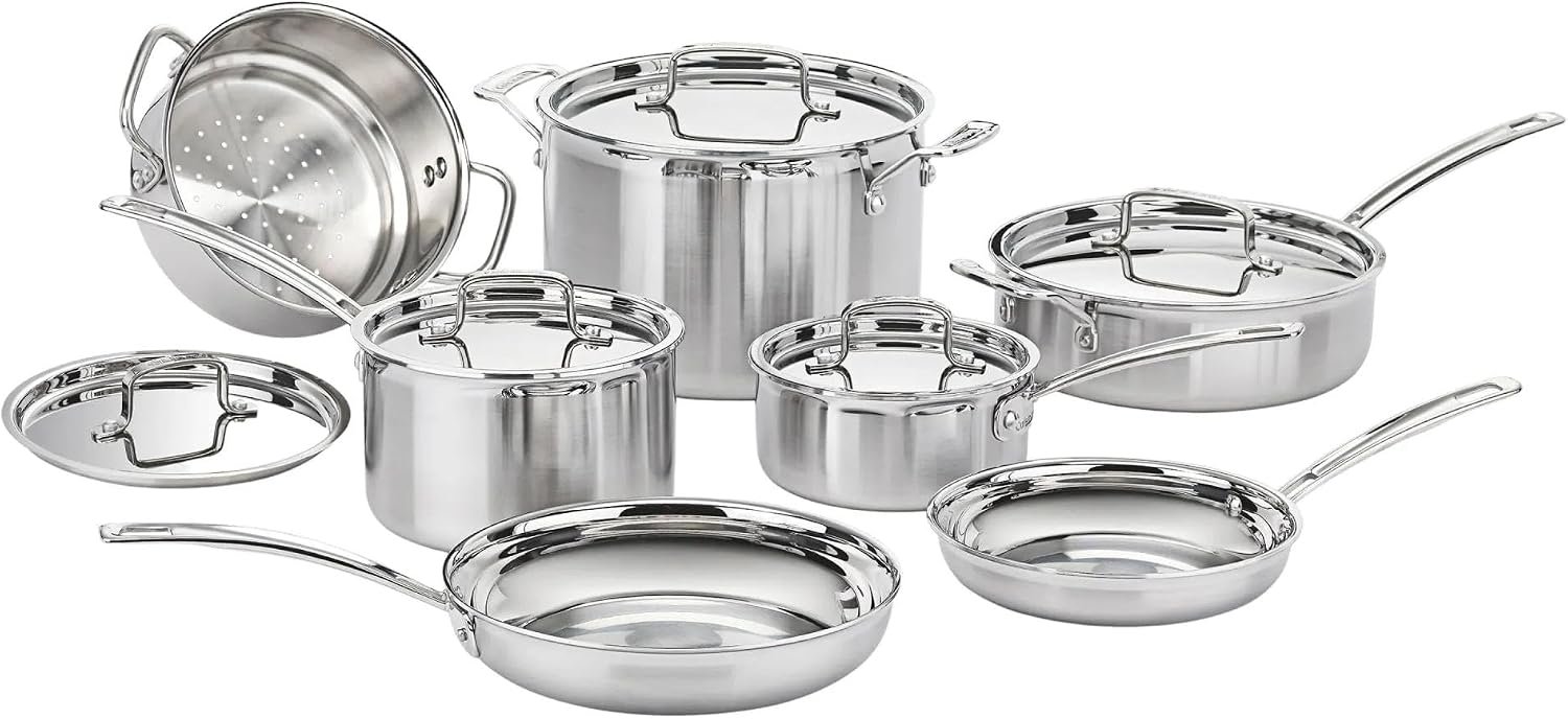 Cuisinart MultiClad Pro 12-Piece Stainless Steel Cookware Set, MCPS-12N