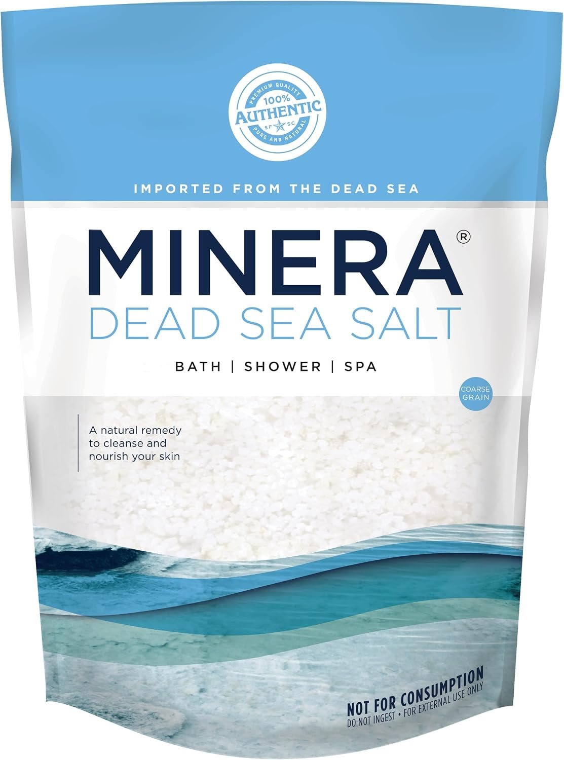Minera Coarse Grain Dead Sea Salt for Bath & Soaking – 10 lbs, Fast-Dissolving, 100% Pure & Natural, Unscented, Skin-Nourishing Bulk Sea Salt
