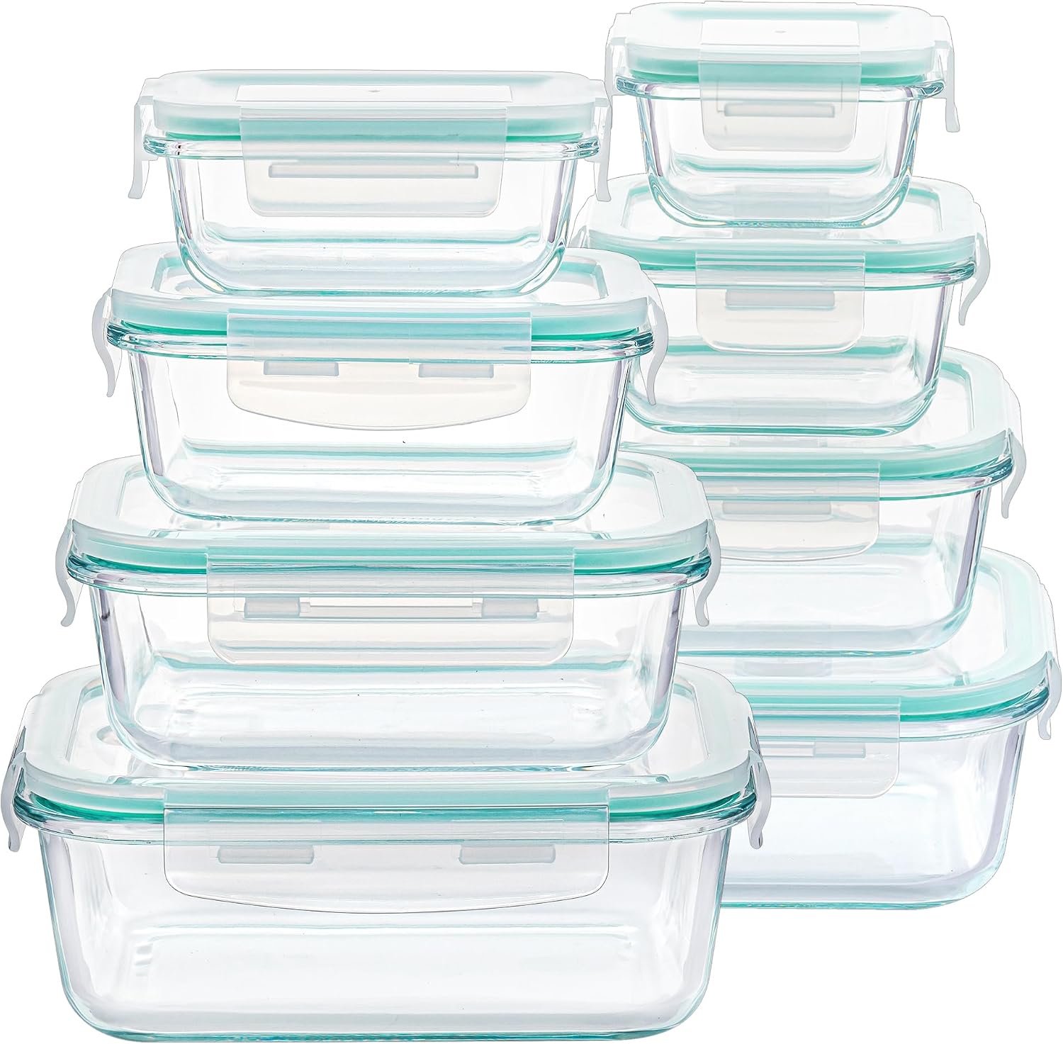 Vtopmart 8 Pack Glass Food Storage Containers with Lids Green