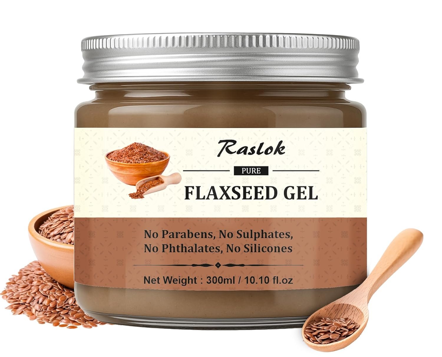 Raslok Pure Flaxseed Gel| Hydrates & Nourishes Hair | Lightweight & Gentle Formula | Supports Healthy-Looking Hair | Safe for All Hair Types | Hair Curling Gel 10.10 Fl. oz – 300ml