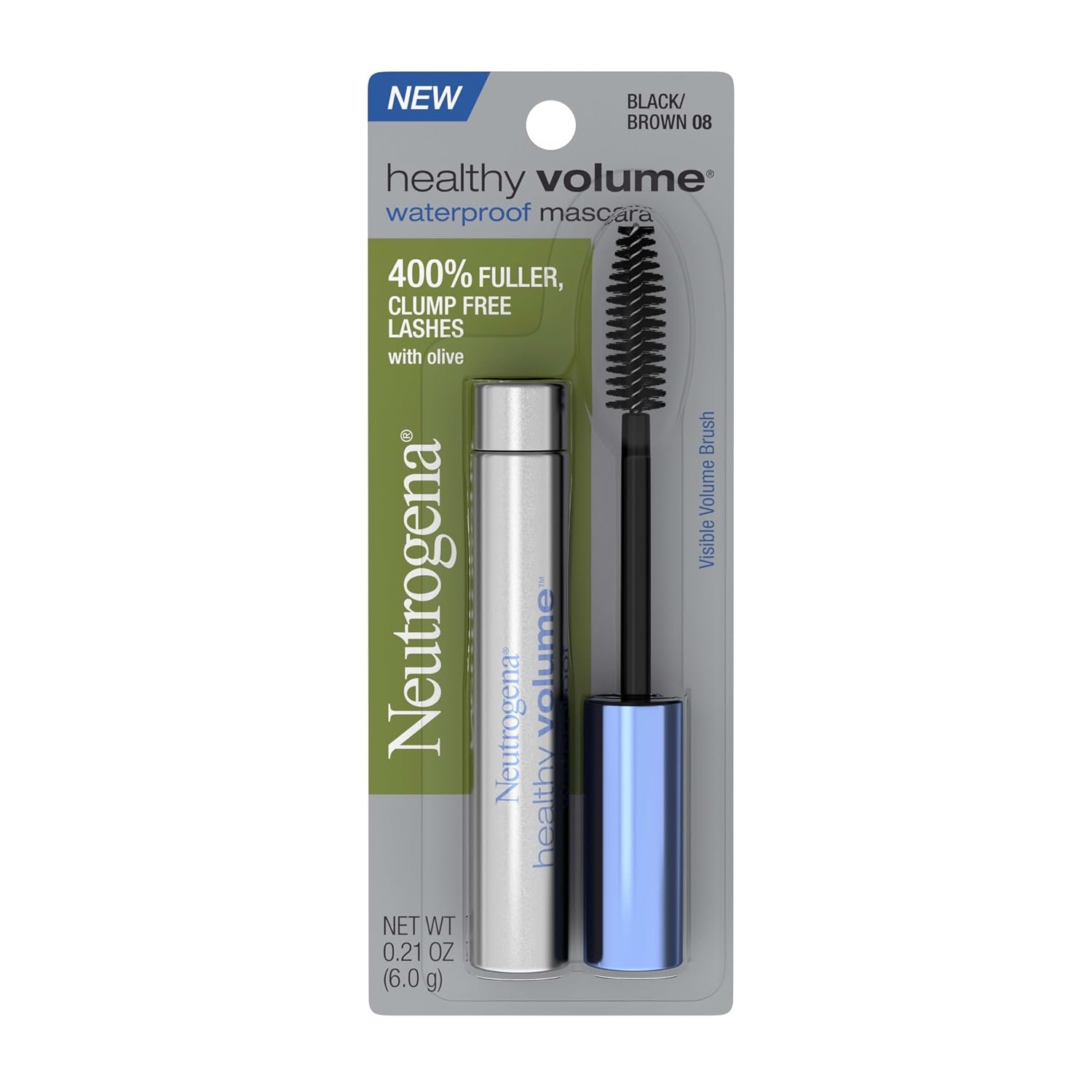 Neutrogena Healthy Volume Waterproof Mascara, Black/Brown 08, 0.21 oz