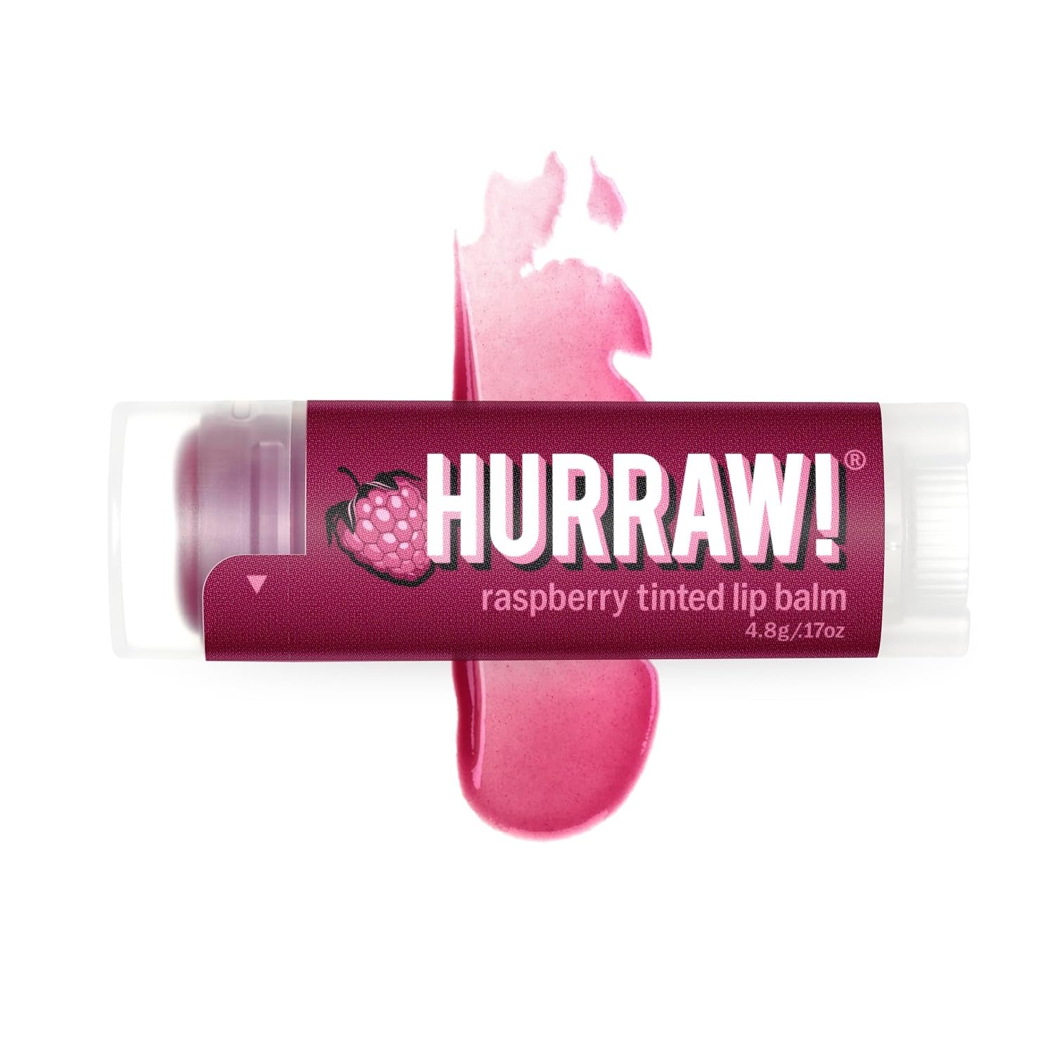 Hurraw! Raspberry Tinted Lip Balm: (Sheer Berry Tint) Organic, Certified Vegan, Cruelty and Gluten Free. Non-GMO, 100% Natural Ingredients. Bee, Shea, Soy and Palm Free. Made in USA