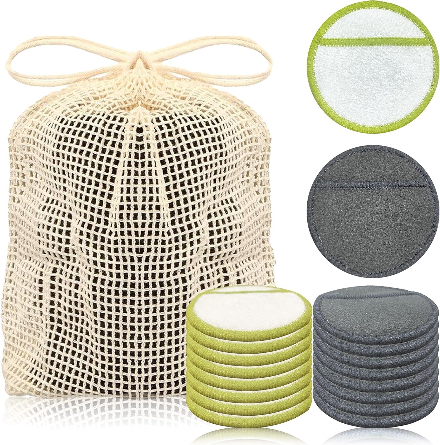 Chloven 16 Pack Reusable Makeup Remover Pads – Soft Bamboo Cotton Rounds