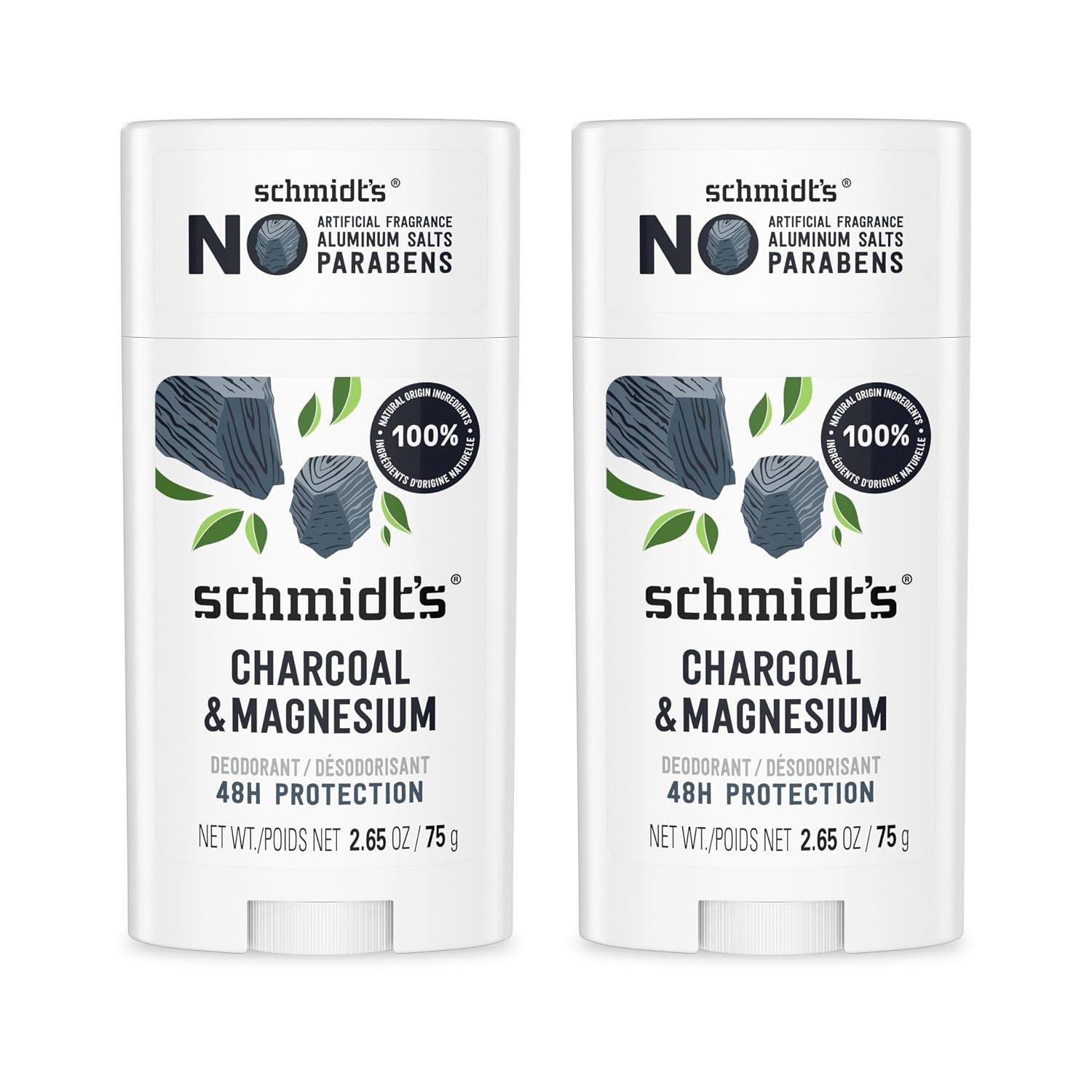 Schmidt’s Deodorant Charcoal & Magnesium 2 Count 2.65 oz 48H