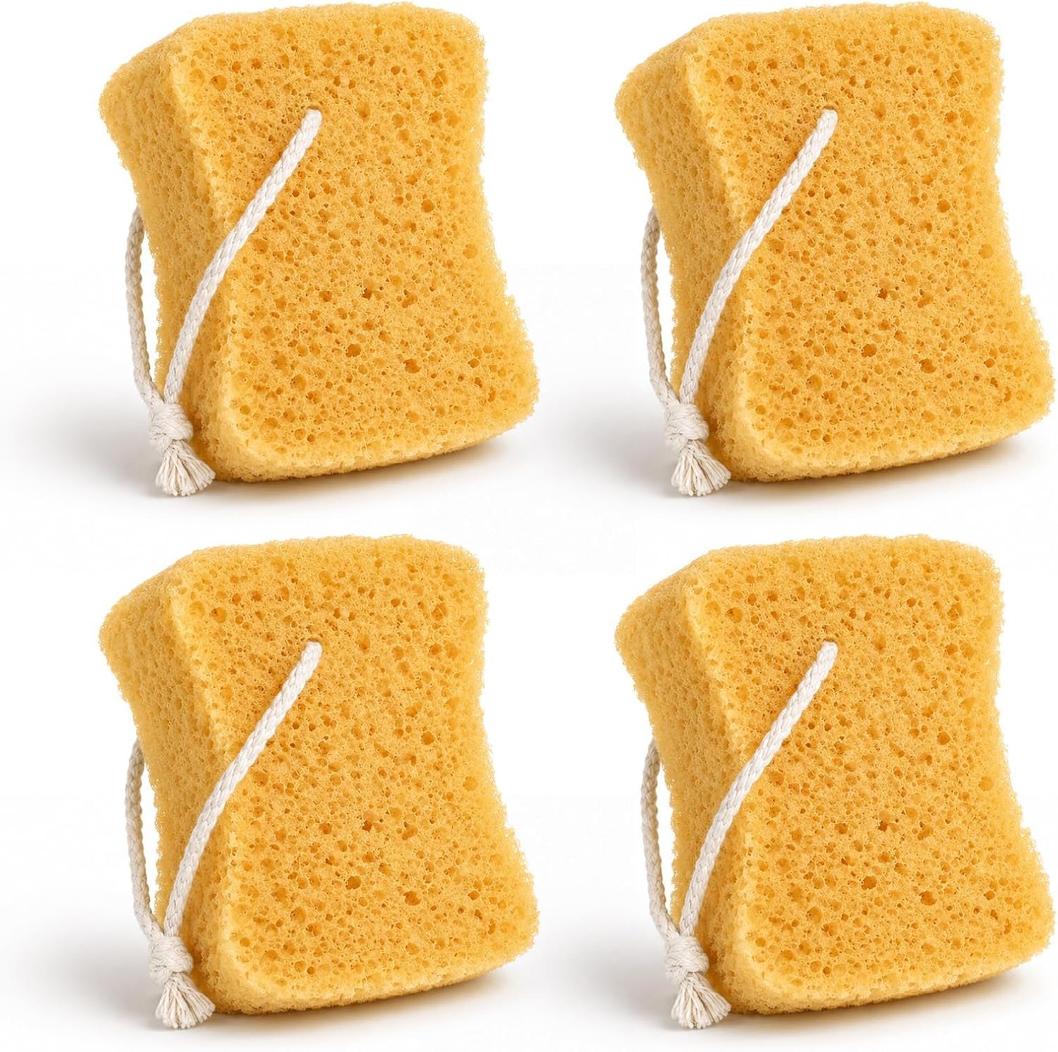 4 Pcs Sea Sponges for Shower, Large Soft Exfoliating Shower Sponge with Honeycomb Dense Foam, Bath Sponge for Women Men