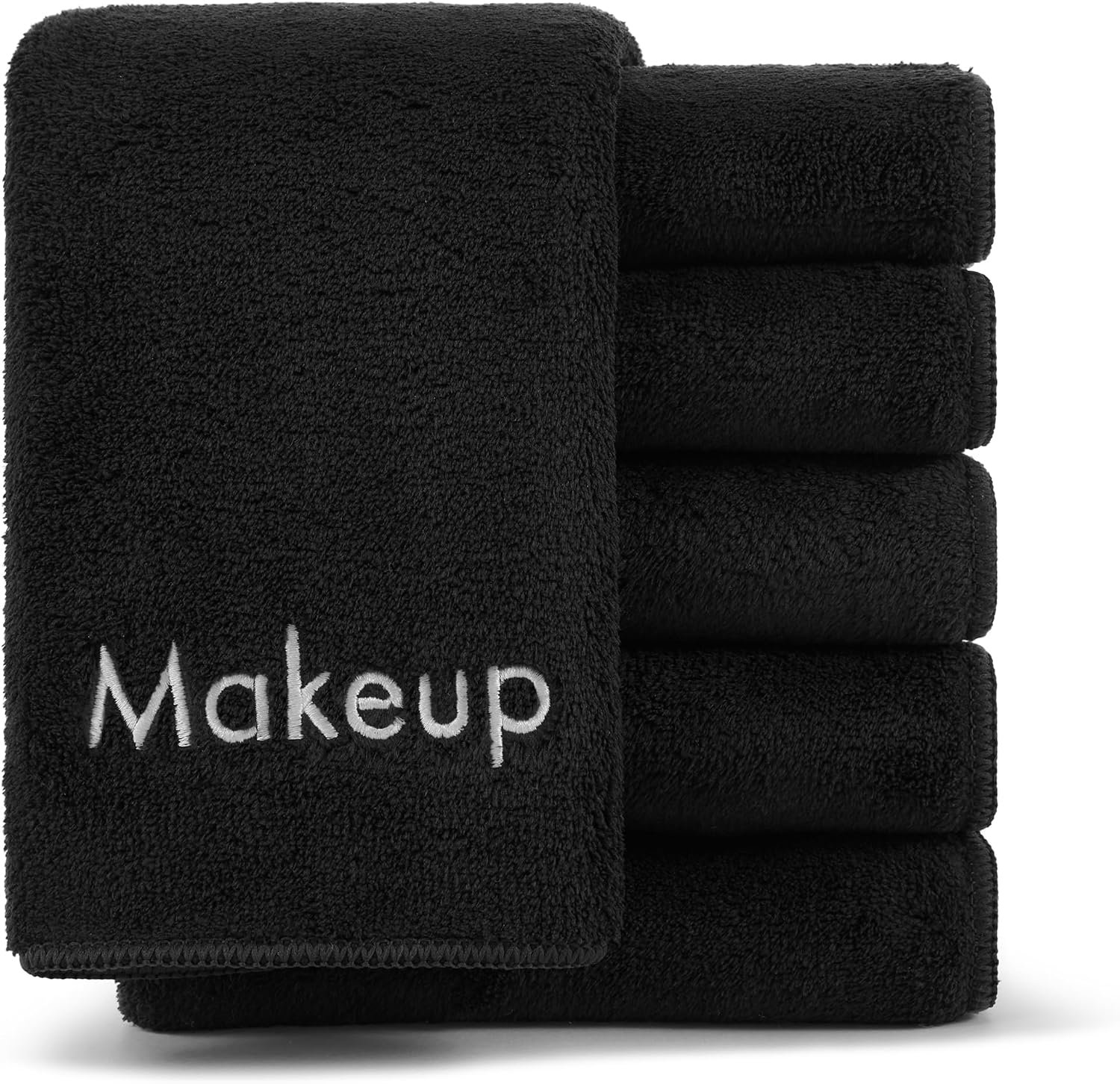 Arkwright Makeup Remover Cloths 6 Pack – Microfiber Coral Fleece Face Towels, Ultra Soft Reusable Washcloths, Gentle Facial Cleansing for Waterproof Makeup, 13 x 13, Black