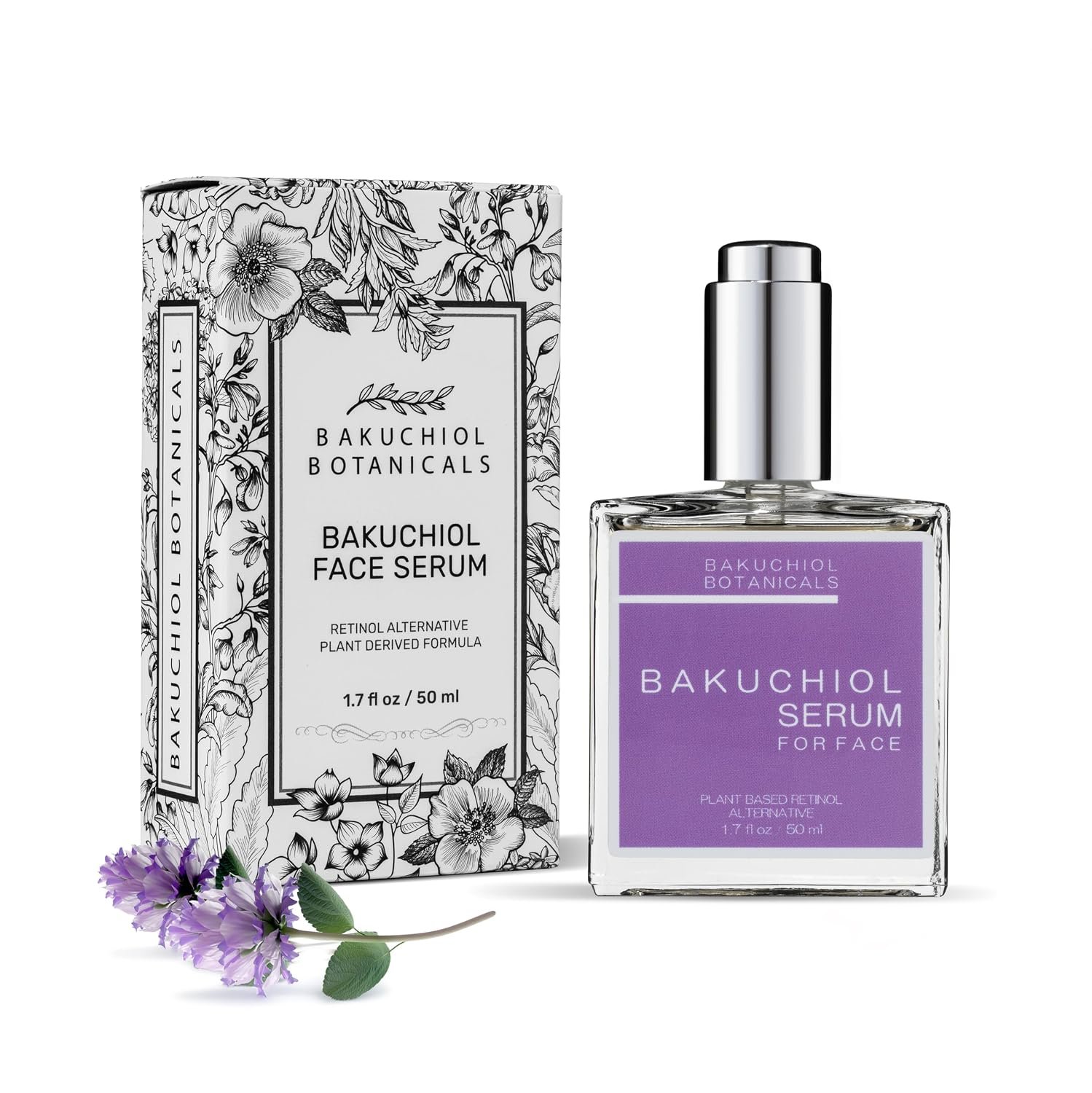 Bakuchiol Botanicals Facial Serum – Plant-Based Retinol – Evens Natural Tone & Complexion – Diminishes Blemishes & Damaged Cells – Smooth Skin – Elasticity – Irritation – 1.7oz