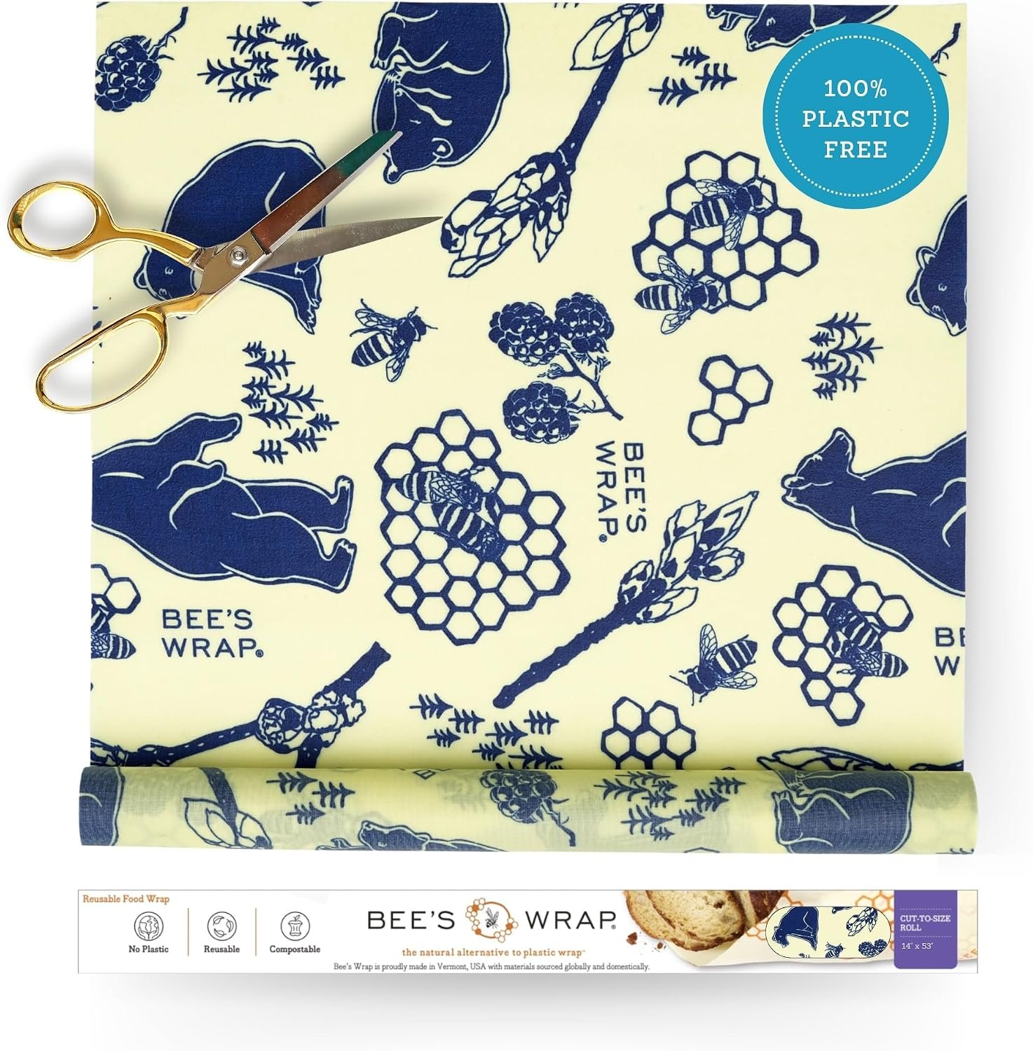Bee’s Wrap Beeswax Wrap Roll, 14 x 53 in – Bees & Bears