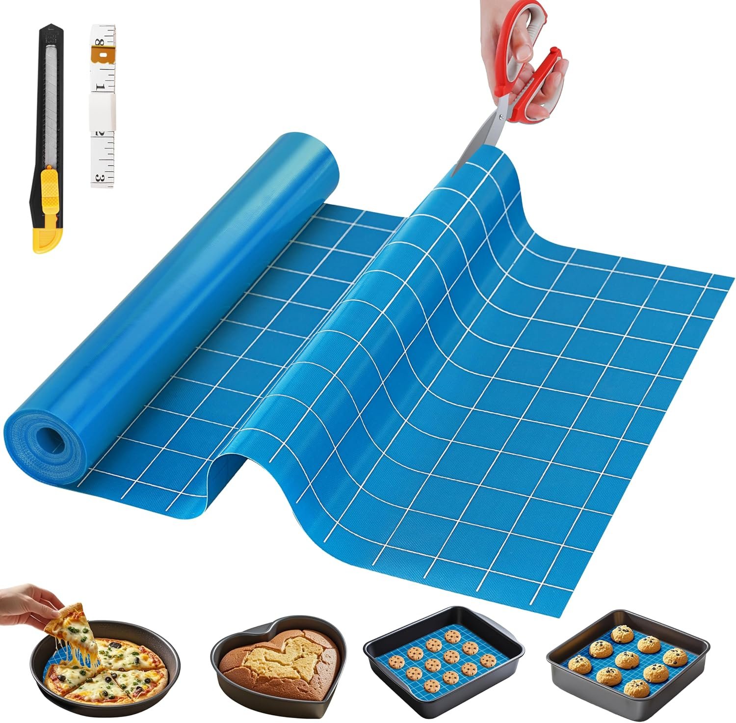 GTJ Silicone Baking Mat Roll, Reusable Baking Sheet Liners, 12 in x 6 ft
