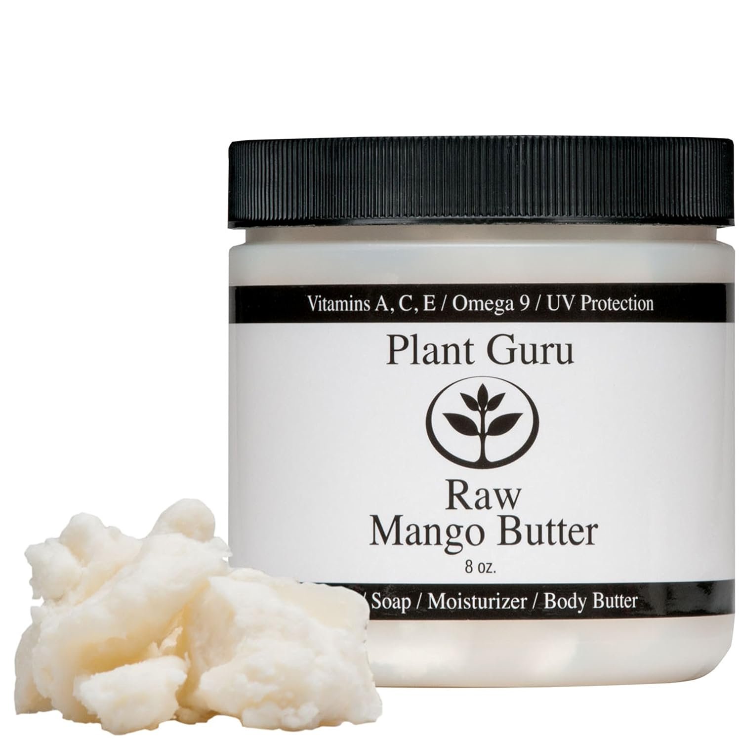 Raw Mango Butter 8 oz. Jar CHUNKS – 100% Pure Natural Unrefined – Great for Skin and Hair Growth. DIY Soap Making, Body Butter, Lotions and Creams.