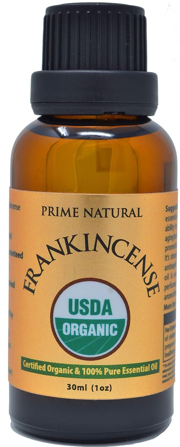 Prime Natural Organic Frankincense Essential Oil 30ml / 1oz Pure, Undiluted Aromatherapy Scent for Relaxation, Skin Care, and Calming Meditation