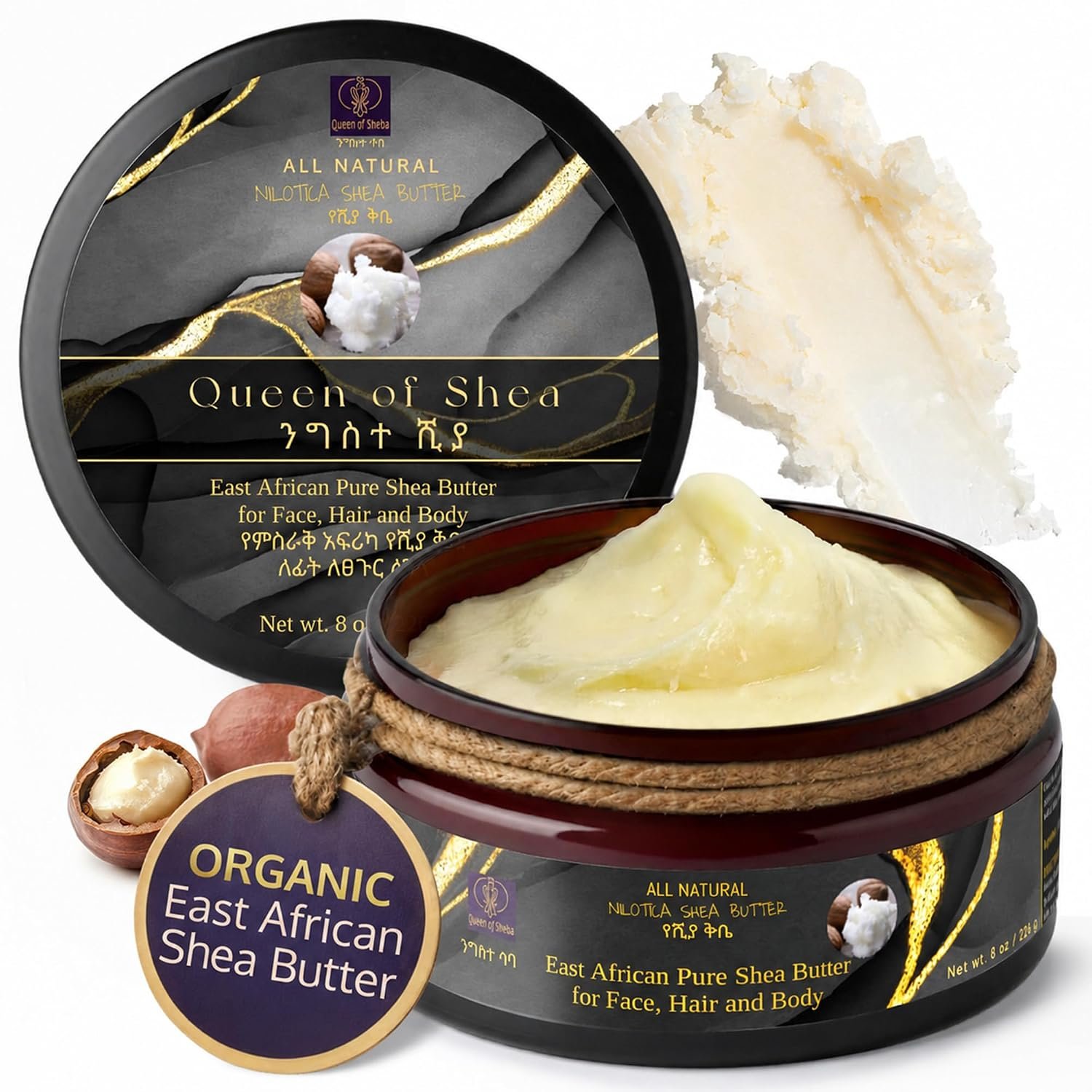 East African Pure Shea Butter 4 Ounce for Face, Hair & Body
