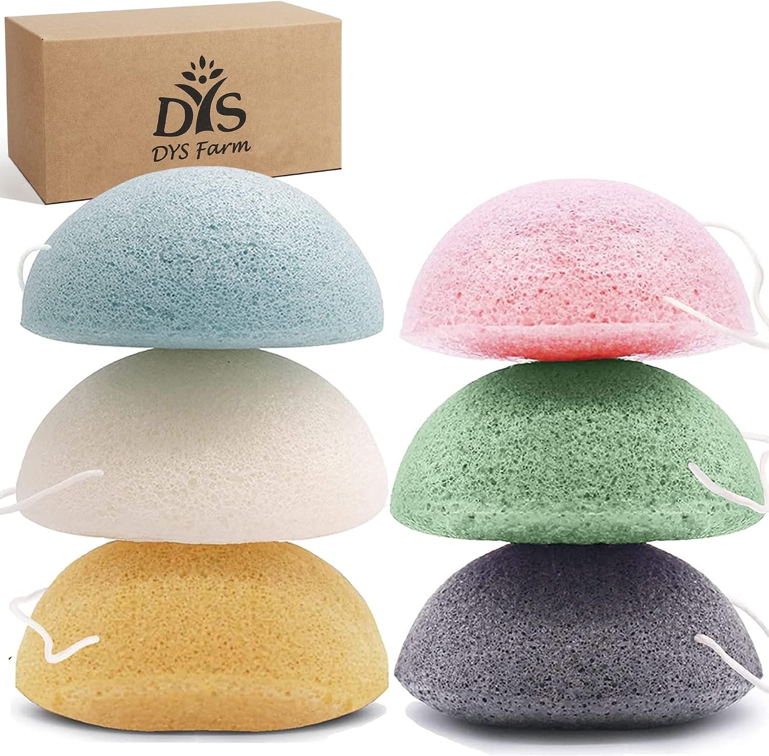 Konjac Face Sponges for Cleansing and Exfoliating, Konjac Facial Sponges for Washing Cleaning Face Body with Activated Charcoal, Natural Konjac Sponge Set for Oily Dry Sensitive Skin Skincare Tool
