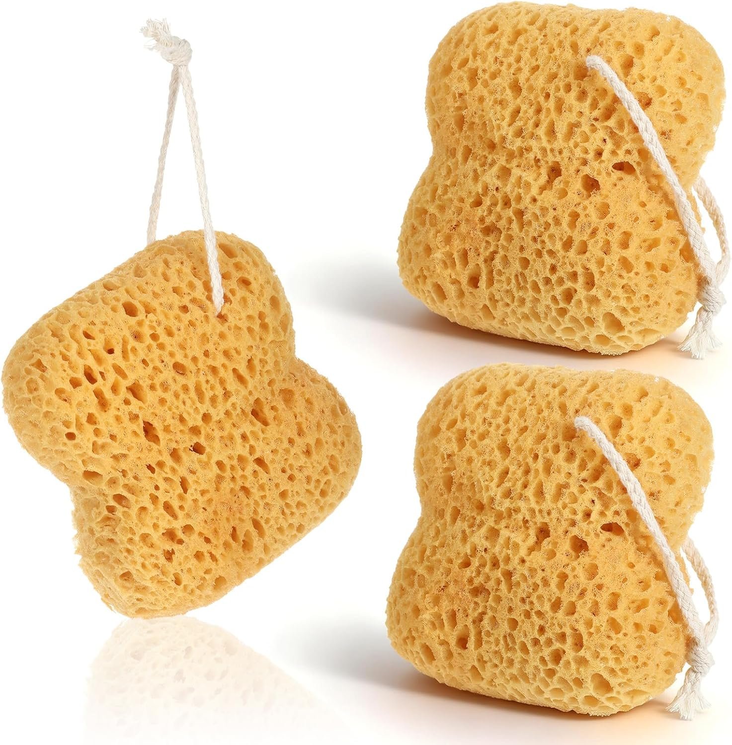 3 Pcs Sea Sponges for Shower, Larger Natural Sponges for Body Women Men Exfoliating Body Wash Sponge Gentle Deep Cleansing, Ultra-Soft