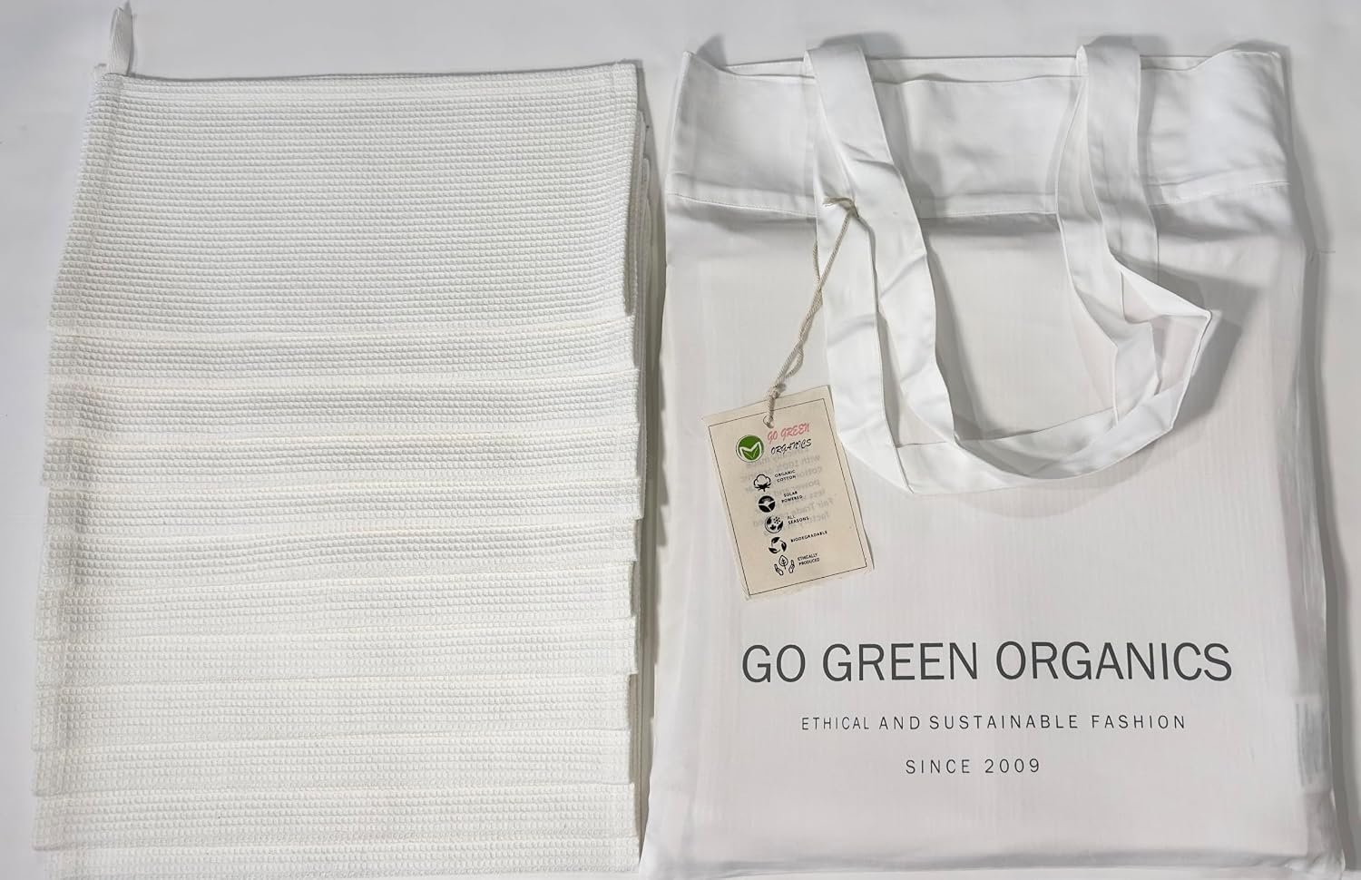 Organic Cotton Kitchen Dish Towels with Loop (Pack of 12) 12×12 Inch – Ultra Absorbent,Durable,Machine Washable – Multipurpose Towels for Kitchen,Bathroom,Dishwashing,Cleaning-White