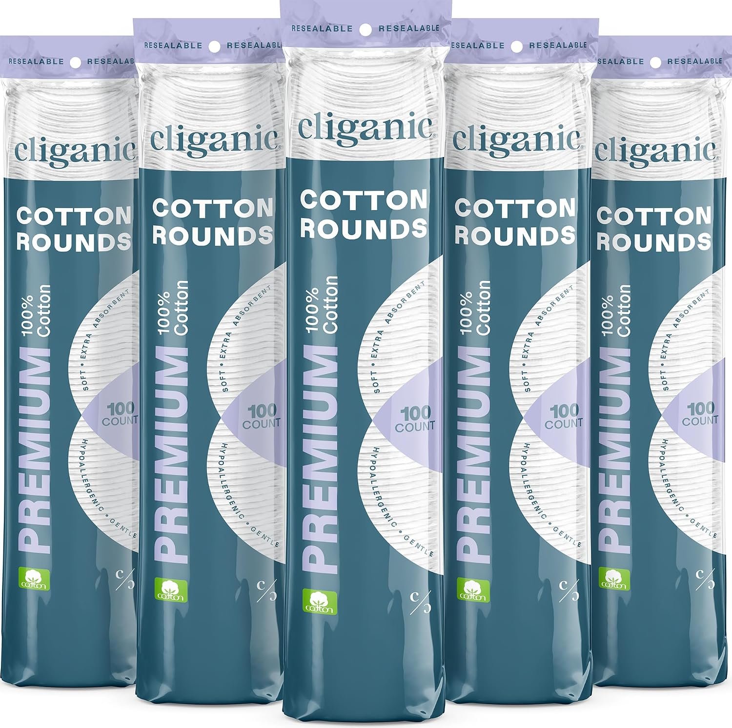 Cliganic Premium Cotton Rounds for Face, Makeup Remover Pads, 500 Count