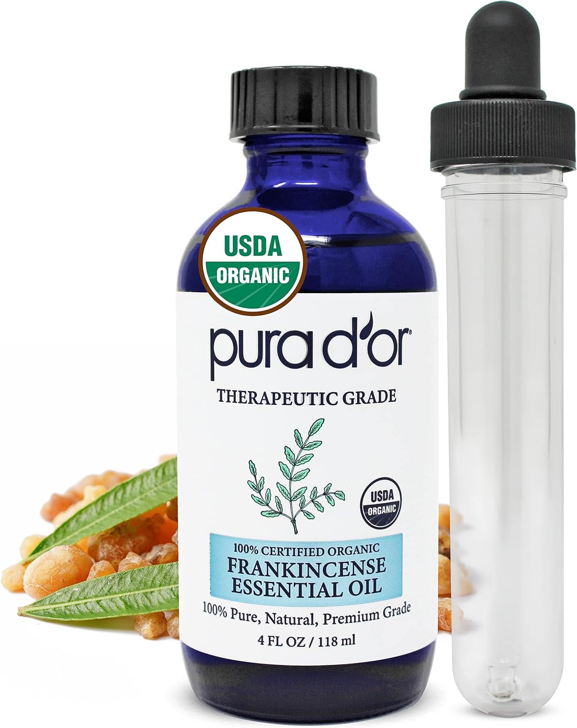 PURA D’OR Organic Frankincense Essential Oil for Diffuser Aromatherapy, 4oz