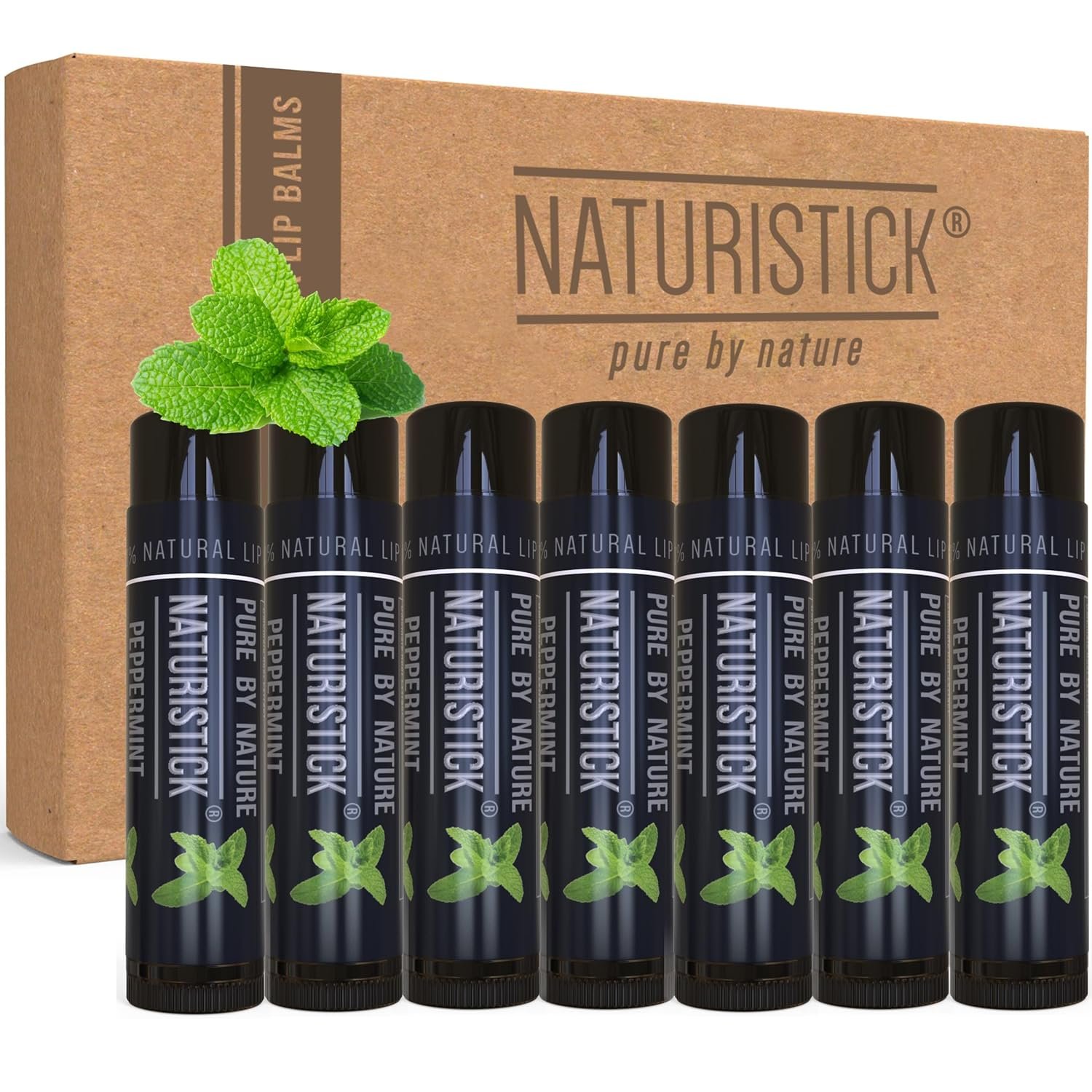 Naturistick Natural Beeswax Lip Balm 7-Pack | Black Peppermint