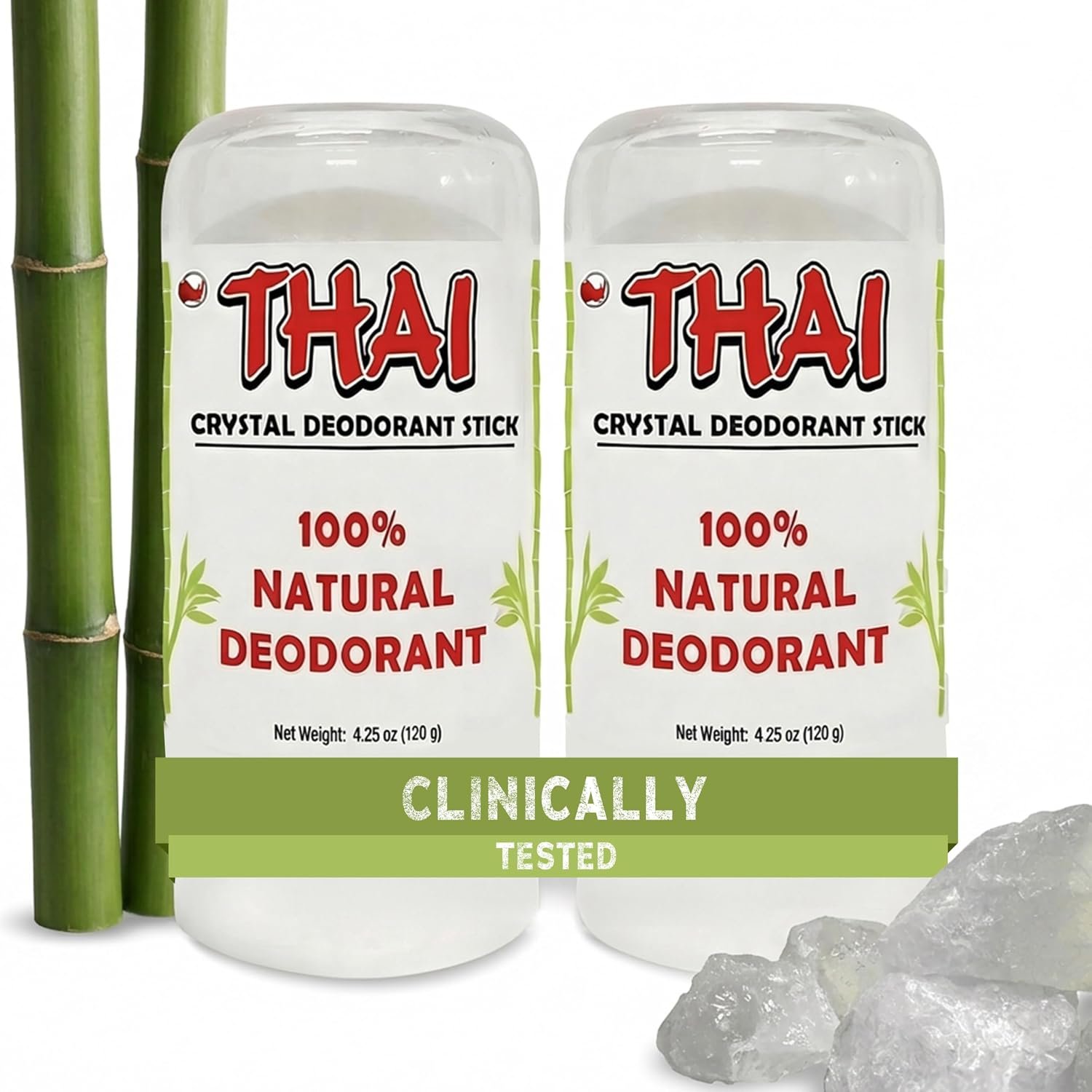 2-Pack Thai Crystal Natural Whole Body Deodorant Stick – Clinically Tested