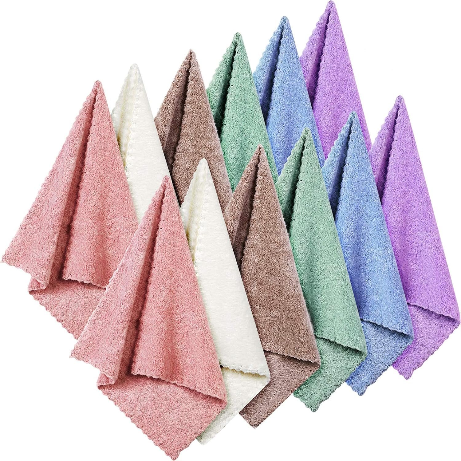Syhood 12 Pack Face Towels 12 x 12 in Makeup Remover Cloths, Multicolor