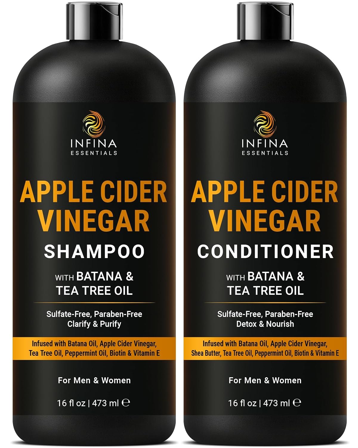 Apple Cider Vinegar Shampoo and Conditioner Set for Oily Scalp,16 fl oz