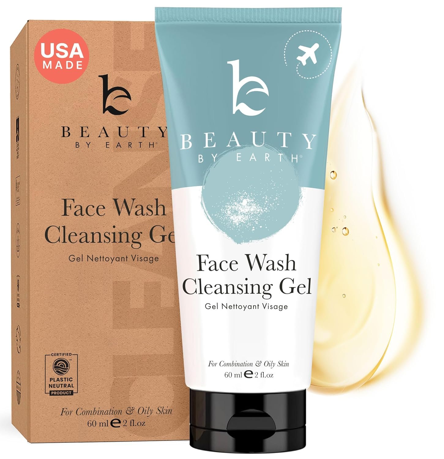Face Wash Gel – Gentle Formula, USA Made with Organic & Natural Ingredients