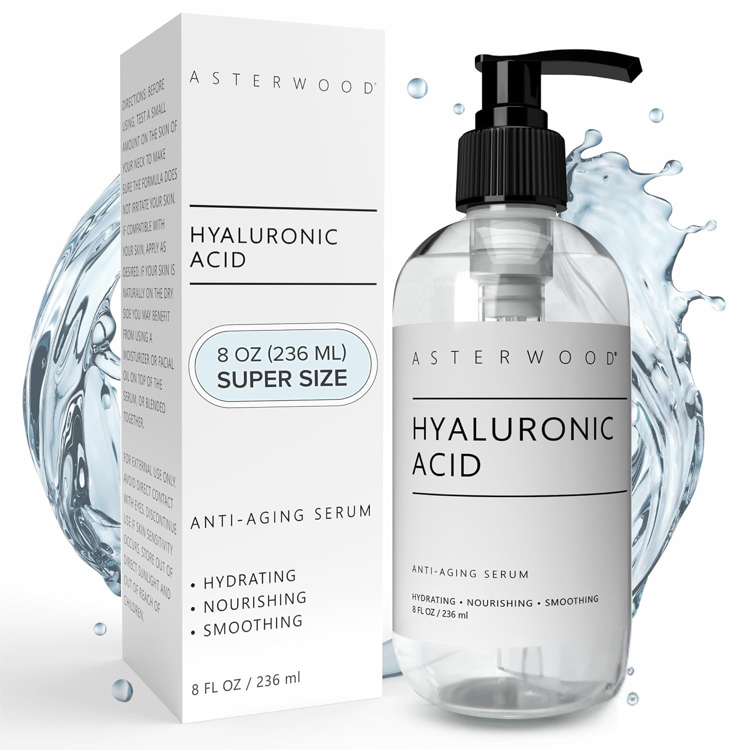 Asterwood Pure Hyaluronic Acid Serum for Face, Anti-Aging & Hydrating