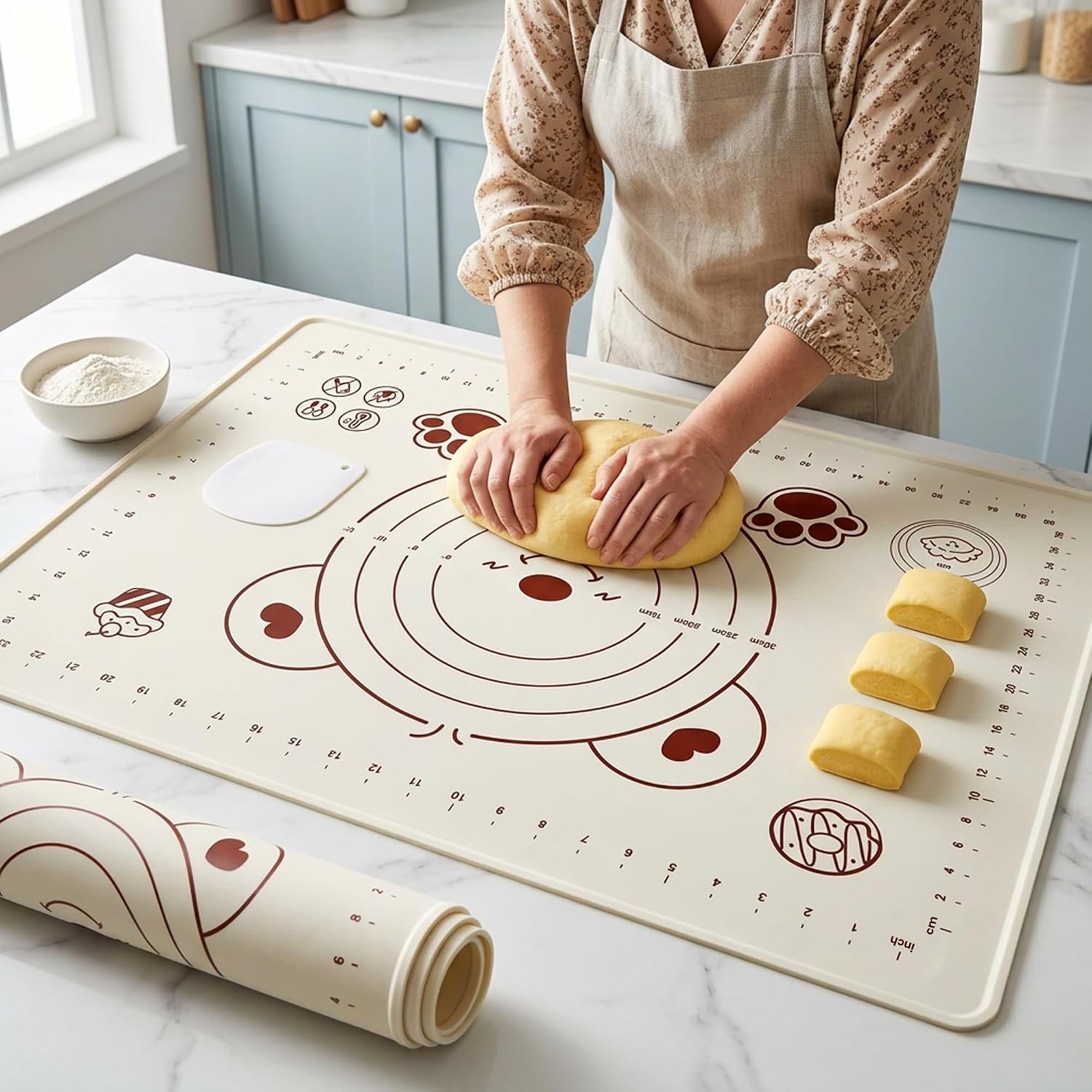 Silicone Baking Pastry Dough Mat 28″x20″ with Measurements & Raised Edge