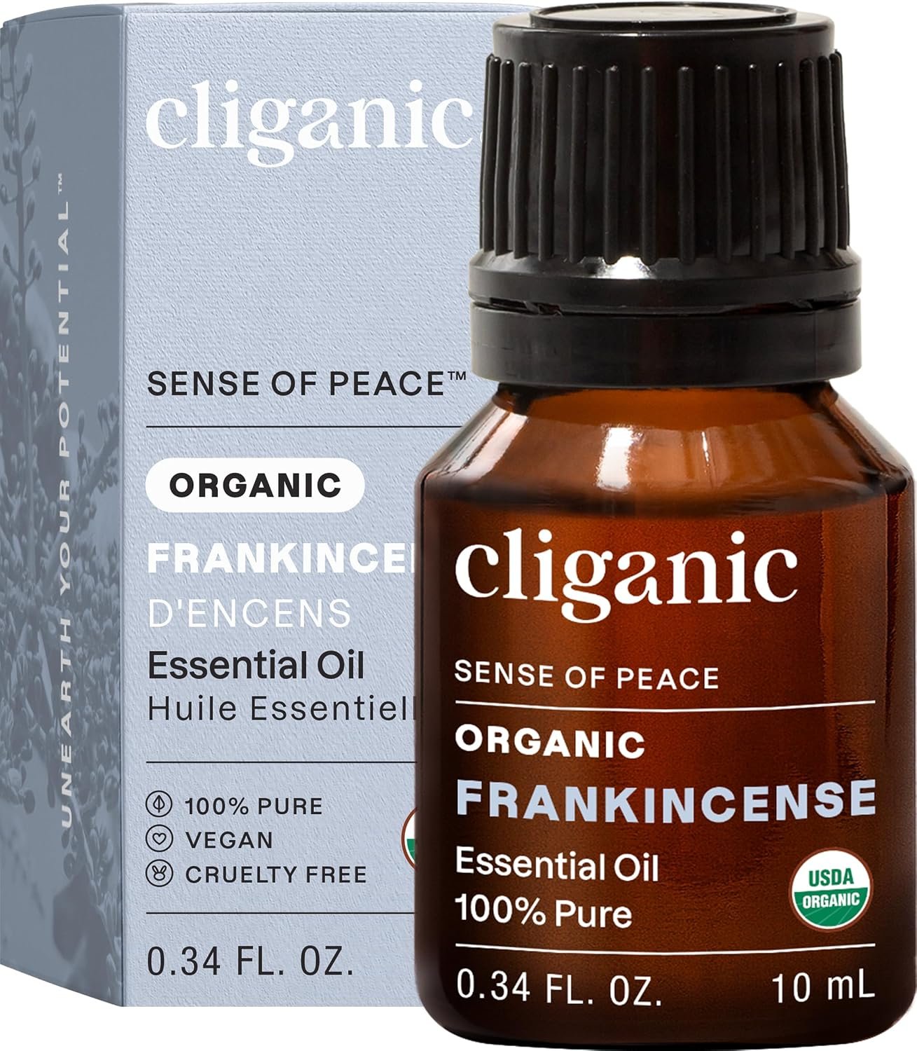 Cliganic Organic Frankincense Essential Oil for Diffuser, Pure 0.34oz