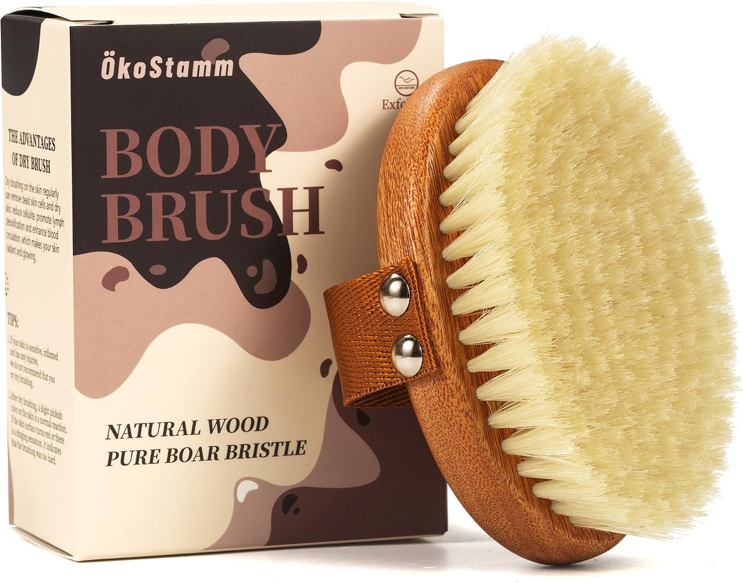 Dry Brushing Body Brush for Lymphatic Drainage with Boar Bristles