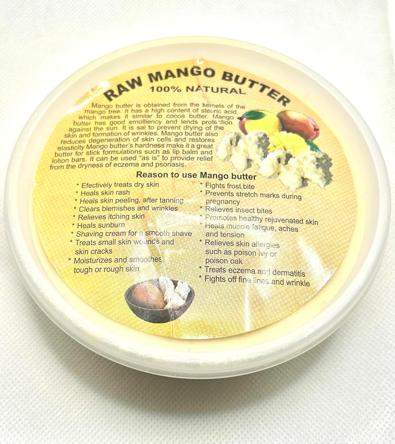 Raw Mango Butter 8oz, Unrefined 100% Natural