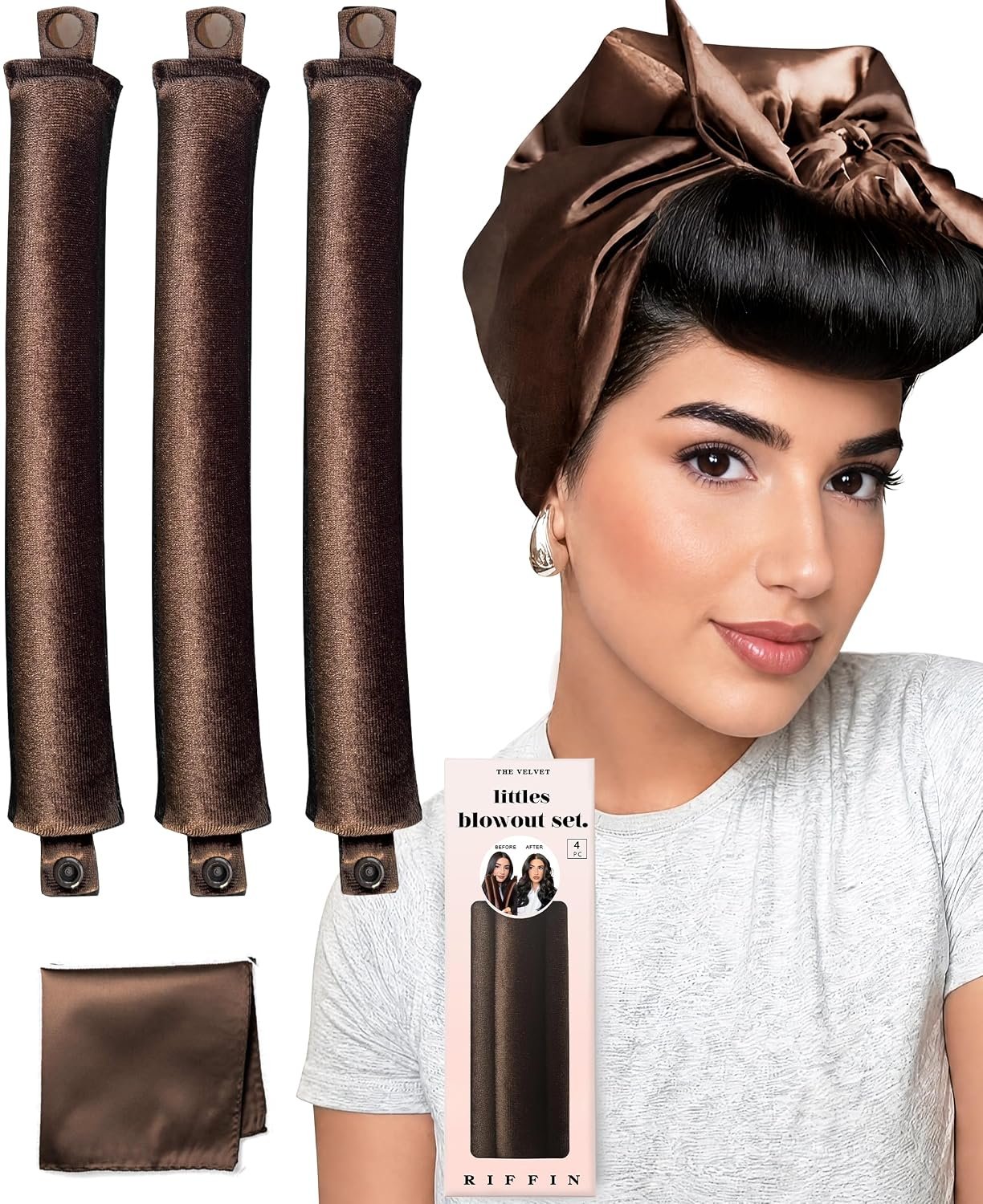 Littles Heatless Curls Overnight Rods – Upgraded Directional Grip Velvet Heatless Hair Curler to Sleep in No Heat Heatless Curling Flexi Rods Foam Hair Rollers for Blowout Look Long & Short Hair