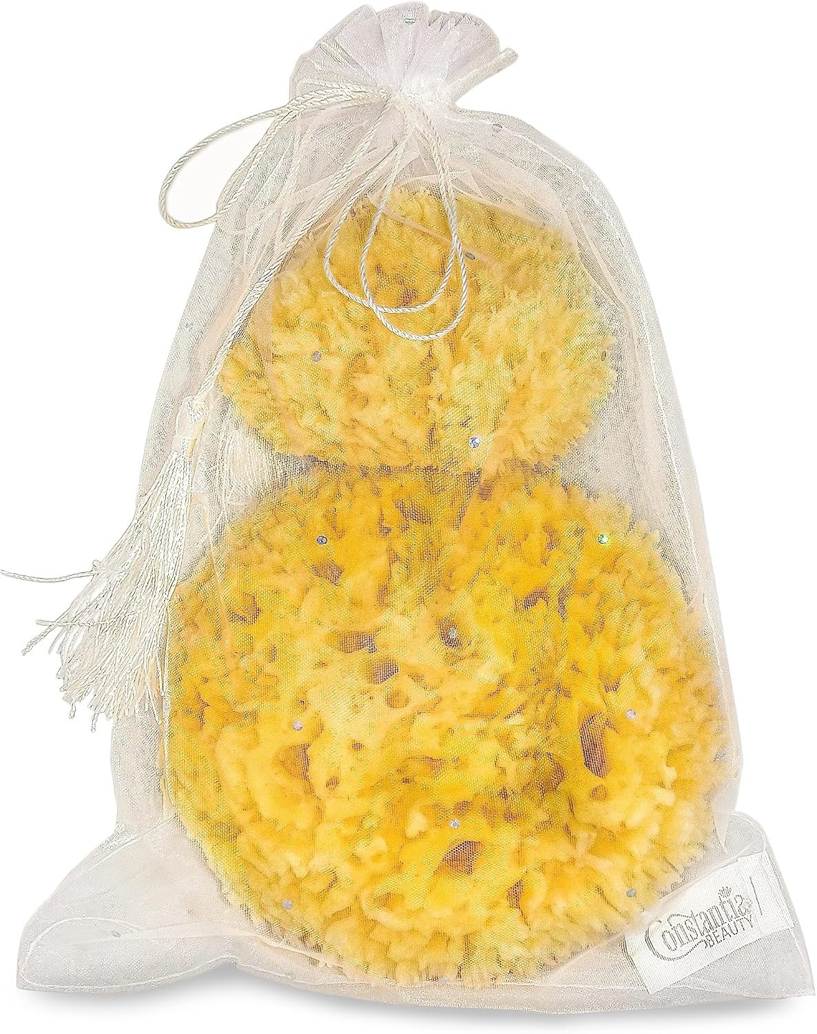 Natural Sea Wool Sponges 2pk, 6″-7″ Body Sponge + 3″-4″ Facial, Bath & Face